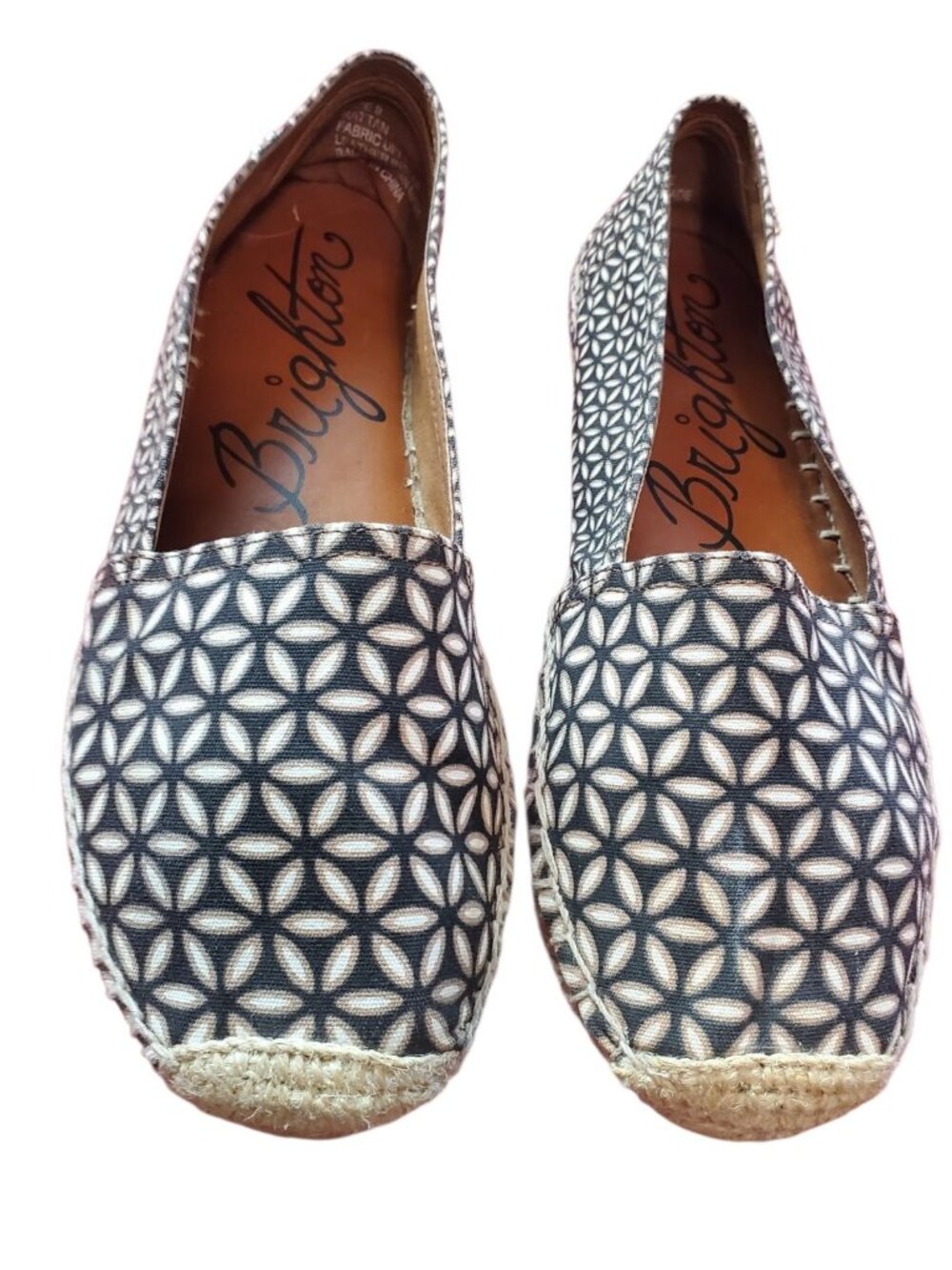 Brighton Womens Geometric Print Espadrille Flats Casual Slip-On Shoes Black SZ 9 - Picture 2 of 14